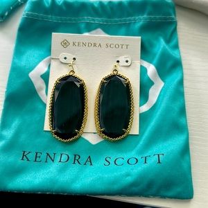 Kendra Scott Elle Earrings - Black with added gold edge